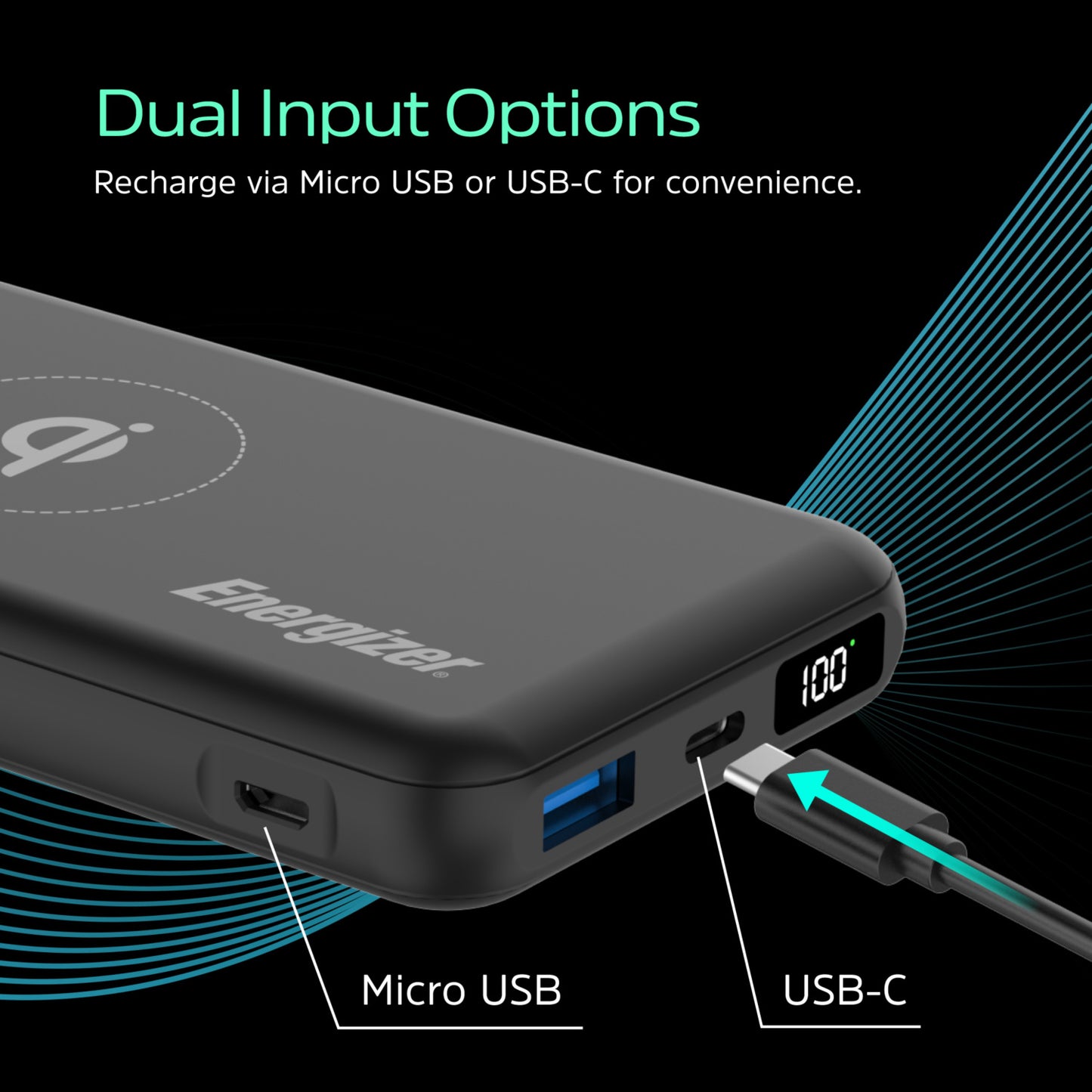 QE10008PQ (PowerBank 10000mAh) LCD Display, Wireless, PD20W Fast Charger
