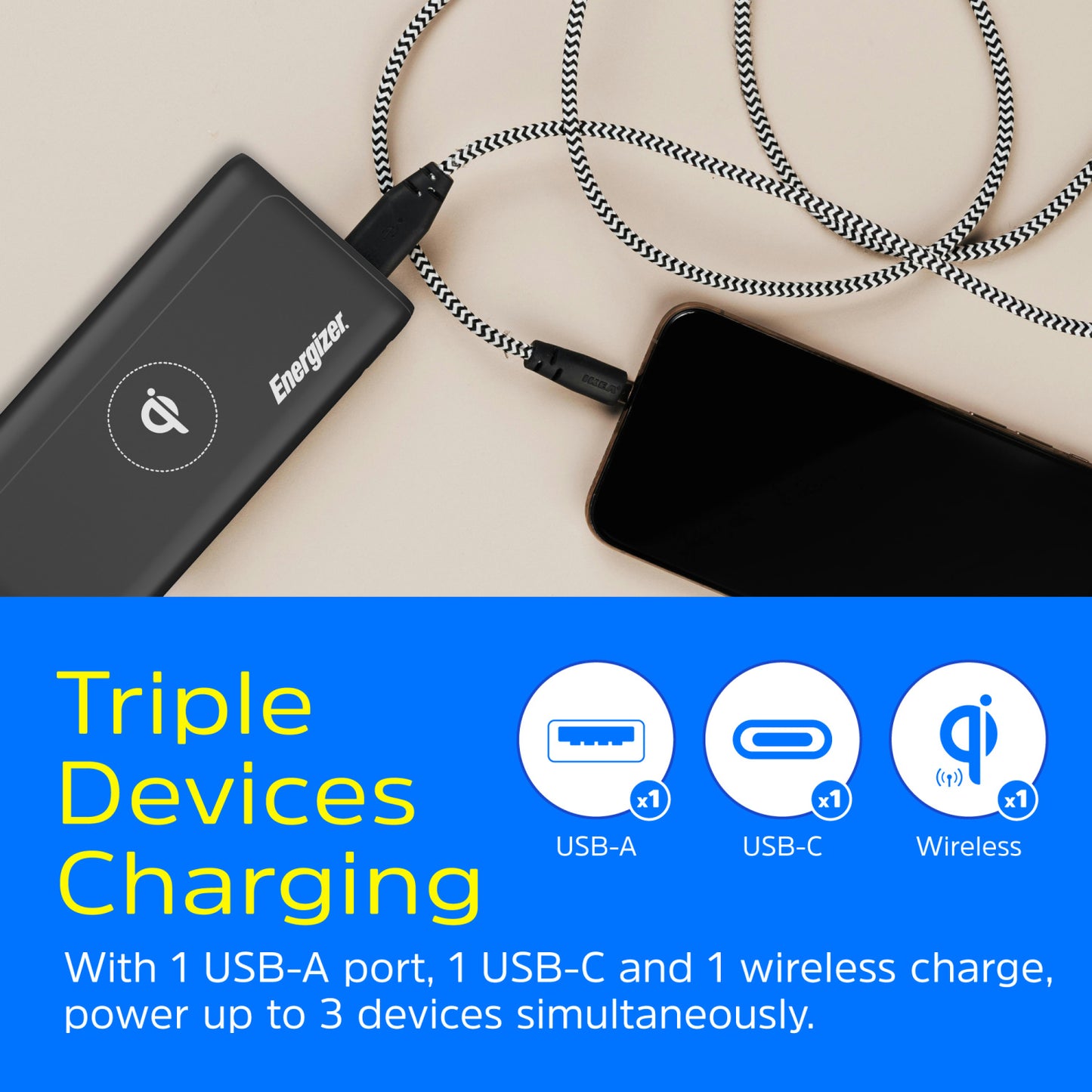 QE10011PQ (PowerBank 10000mAh) Wireless, PD Fast Charger