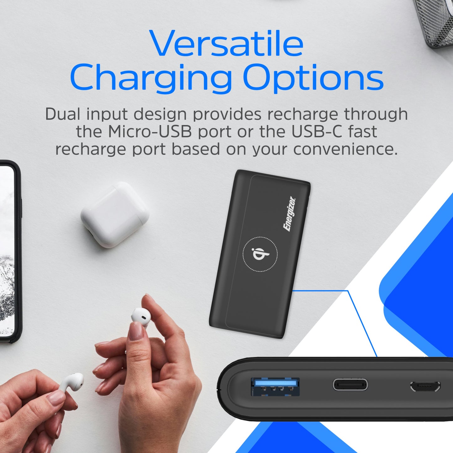 QE10011PQ (PowerBank 10000mAh) Wireless, PD Fast Charger