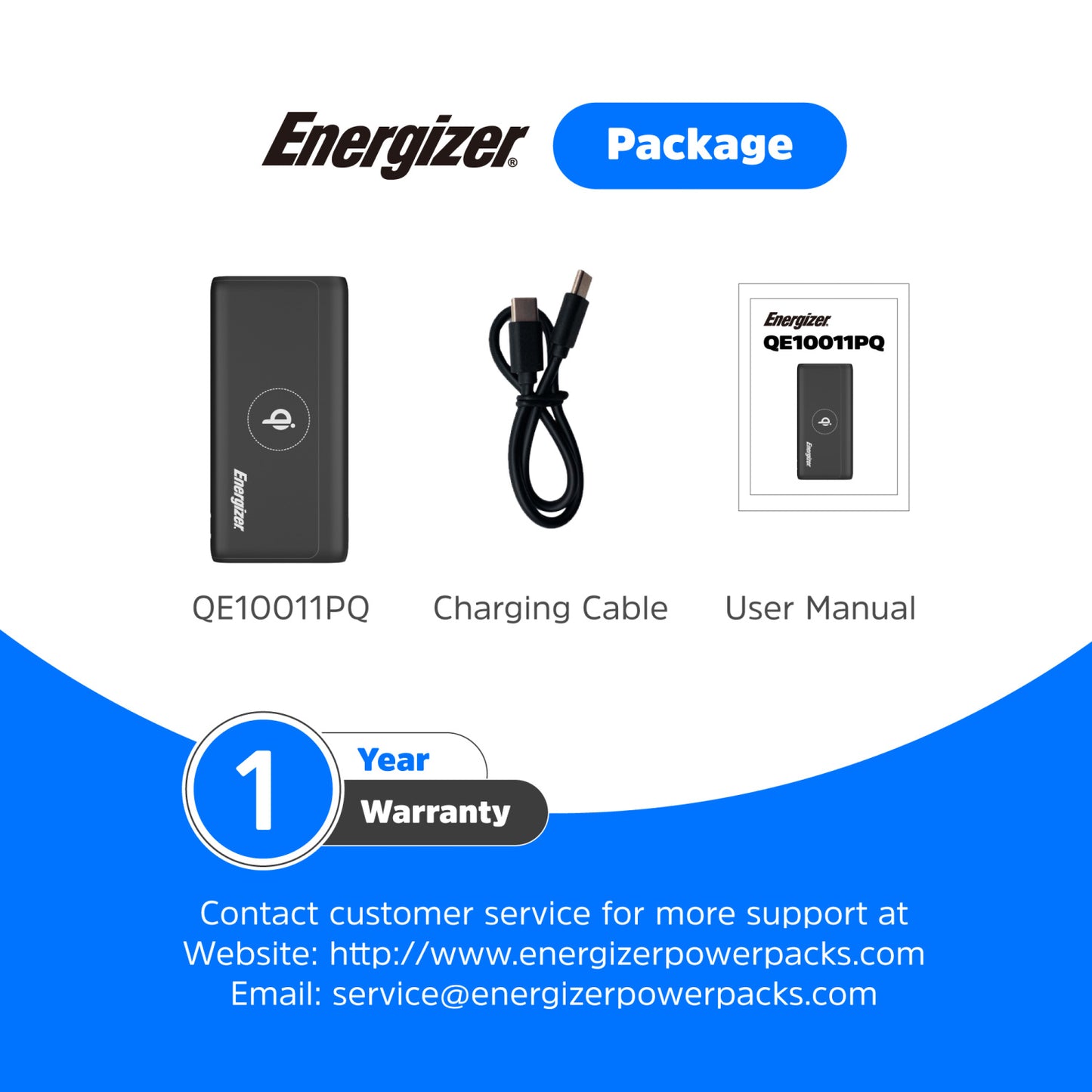 QE10011PQ (PowerBank 10000mAh) Wireless, PD Fast Charger