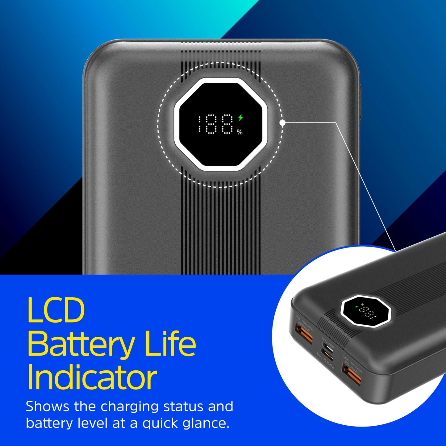 UE20029PQ (PowerBank 20000mAh) LCD Display, 22.5W PD Fast Charger