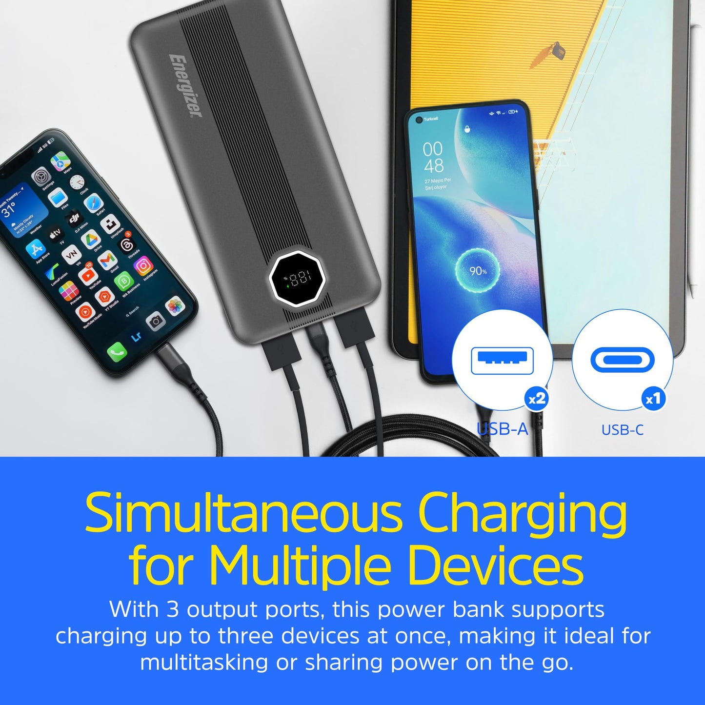 UE10029PQ (PowerBank 10000mAh) LCD Display, 22.5W PD Fast Charger