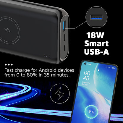 QE20009PQ (PowerBank 20000mAh) Wireless, PD20W Fast Charger