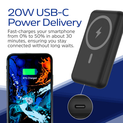 QM10002PQ (PowerBank 10000mAh) Magnetic, Wireless, PD22.5W Fast Charger
