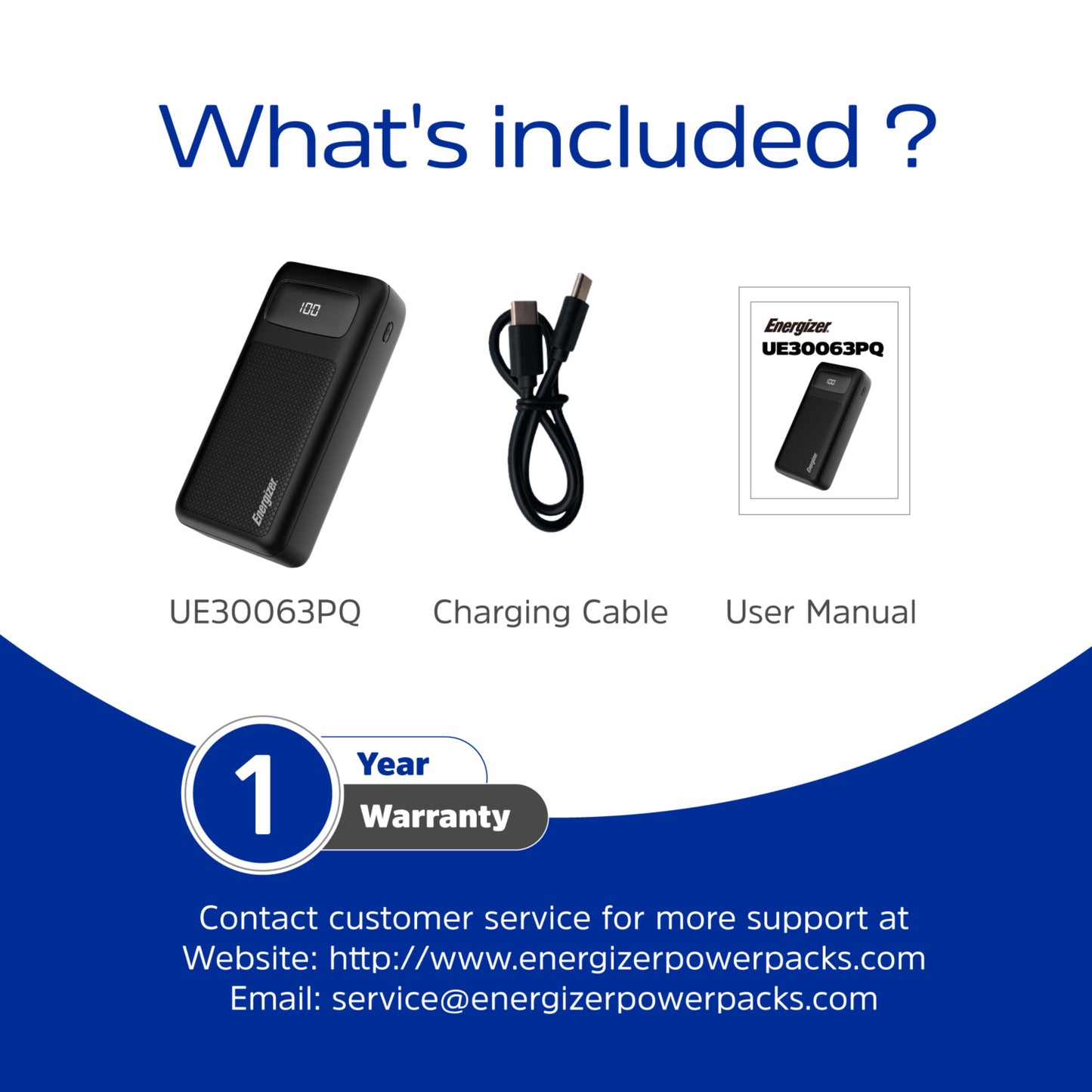UE30063PQ (PowerBank 30000mAh) LCD Display, MAX30W PD Fast Charger