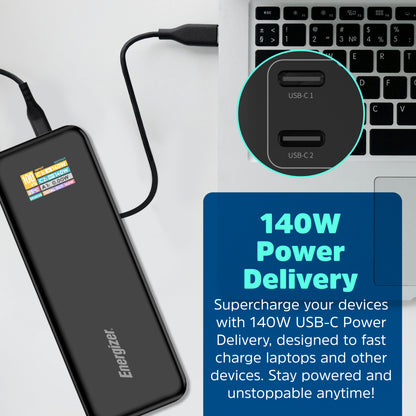 XP27000PD (PowerBank 27000mAh) Airplane Safe, LCD Display, MAX140W, PD100W Fast Charger